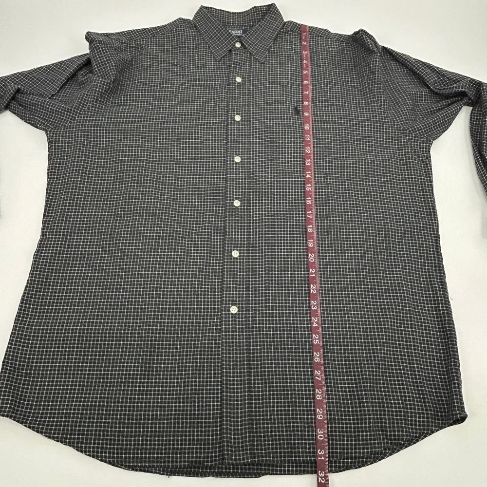 Polo by Ralph Lauren Lowell Sport Shirt Mens L Black Grid Check Button Up Preppy